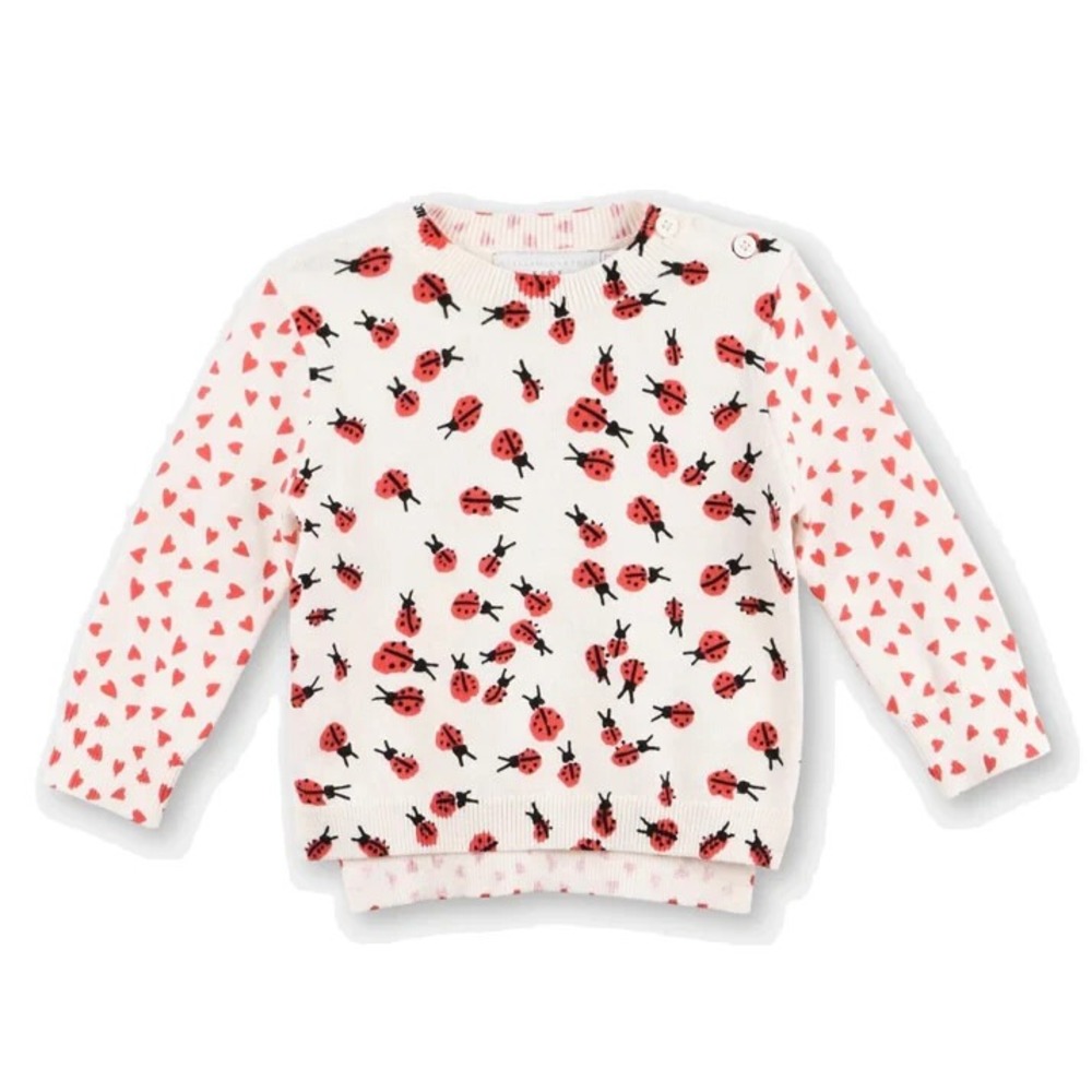 STELLA McCARTNEY KIDS Alex White Pullover Jumper Sweater Red Ladybug Hearts 14